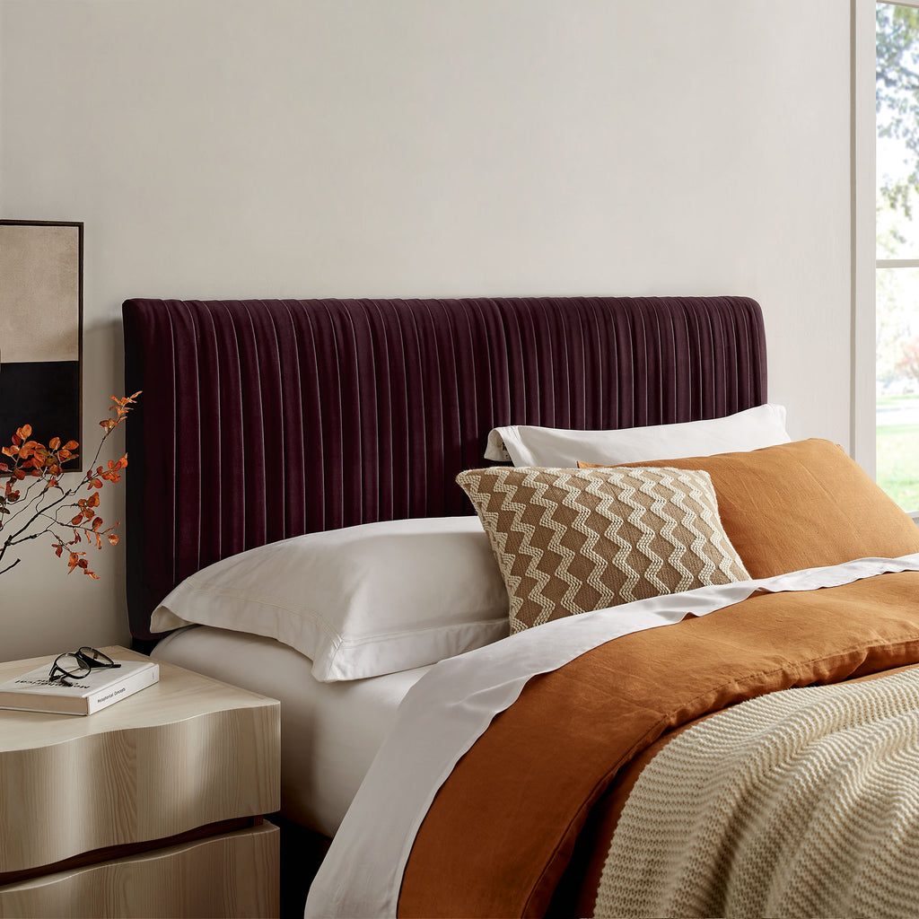 Eloise Stain-Resistant Performance Velvet Full Headboard - Mulberry