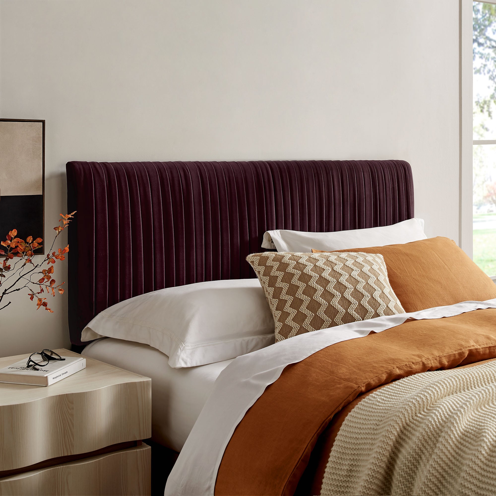 Eloise Stain-Resistant Performance Velvet Full Headboard - Mulberry