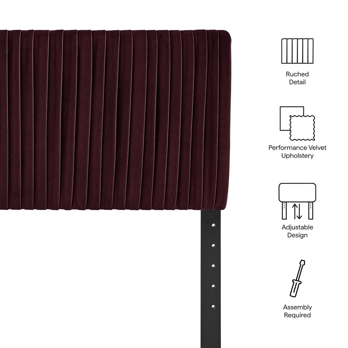 Eloise Stain-Resistant Performance Velvet Full Headboard - Mulberry