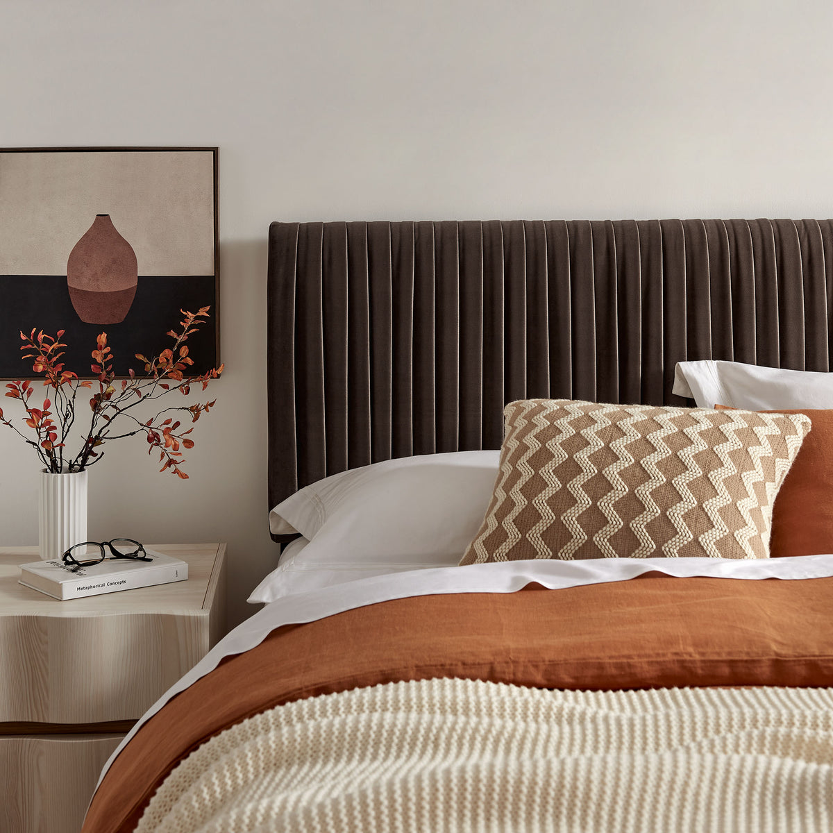 Eloise Stain-Resistant Performance Velvet Queen Headboard - Chocolate Brown