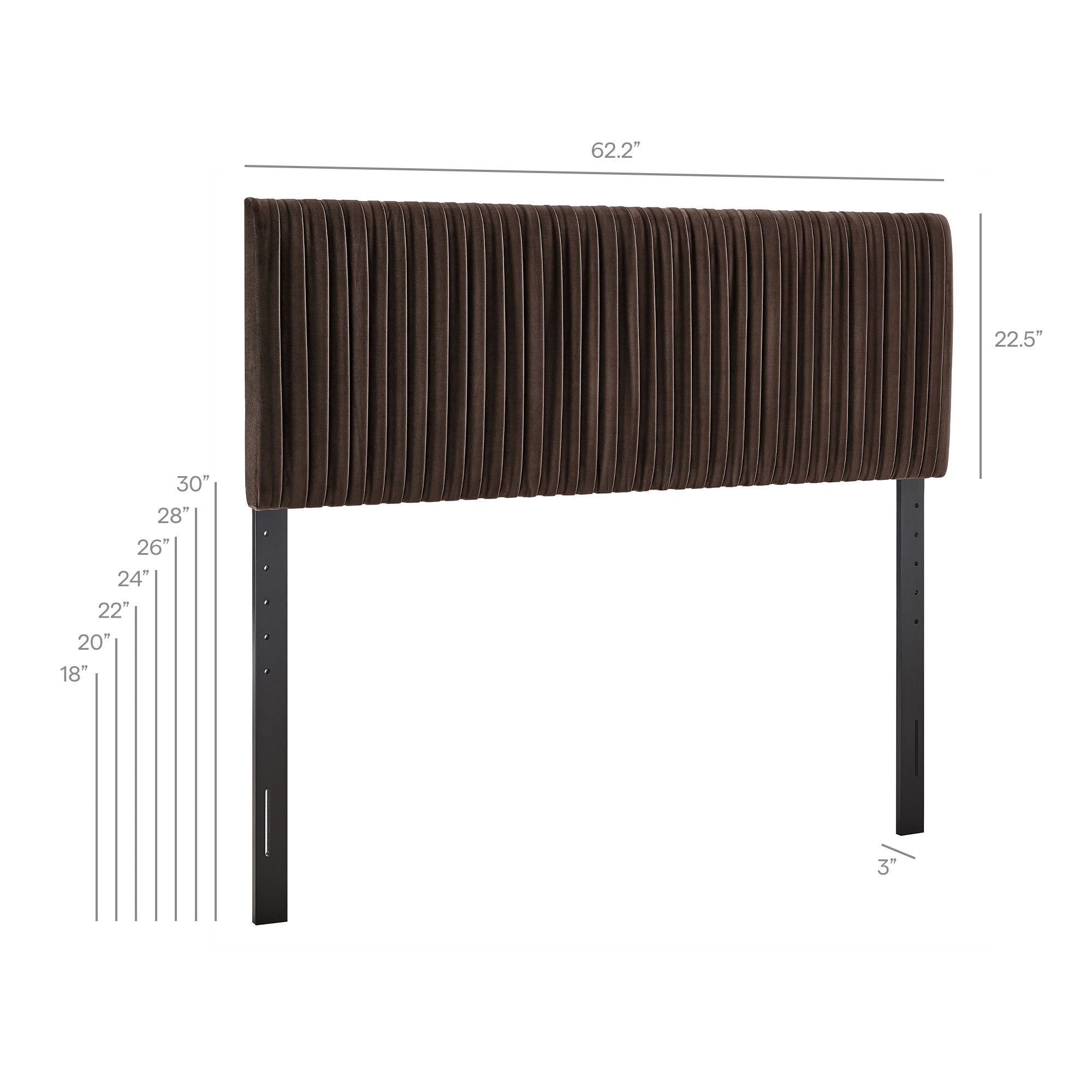 Eloise Stain-Resistant Performance Velvet Queen Headboard - Chocolate Brown