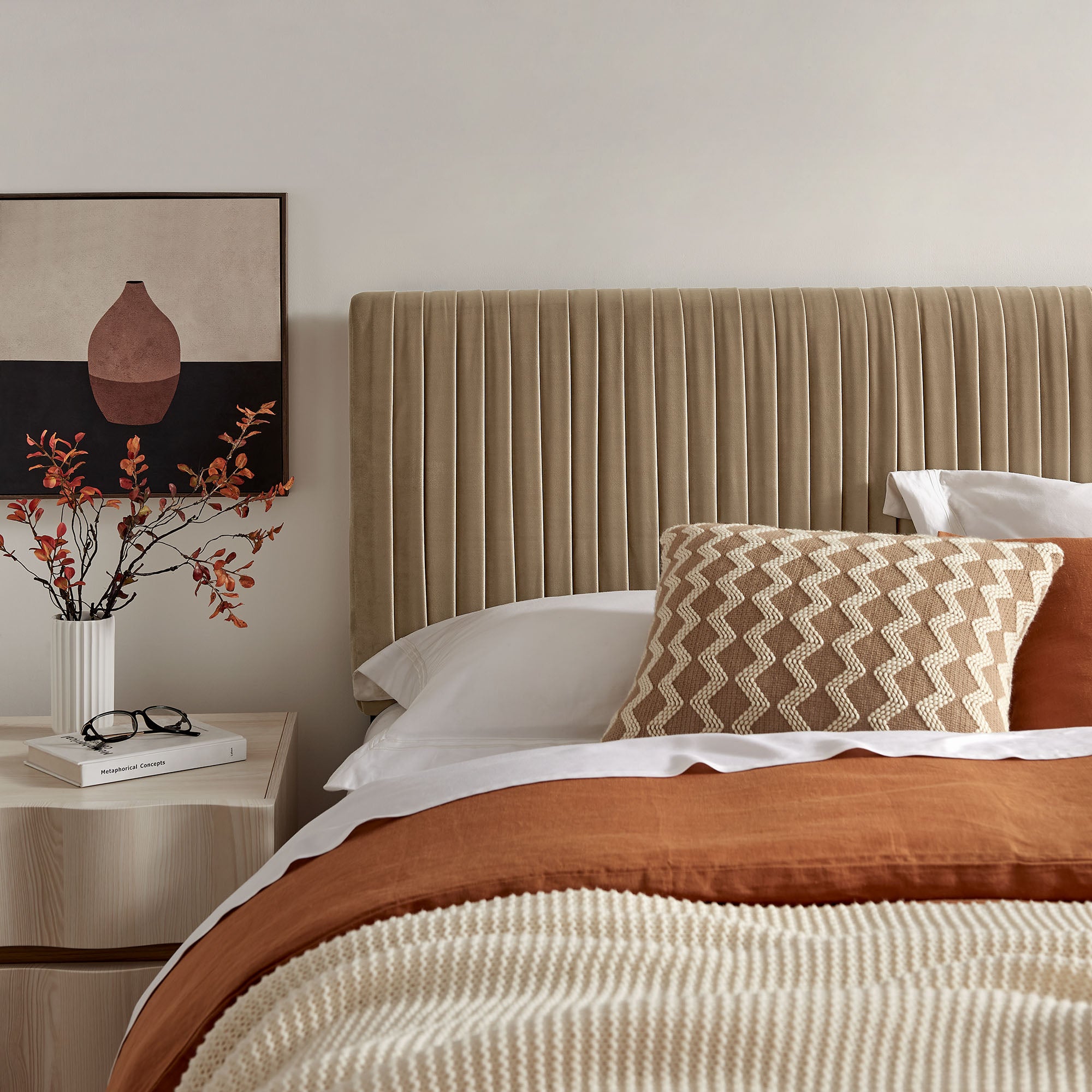 Eloise Stain-Resistant Performance Velvet Queen Headboard - Taupe