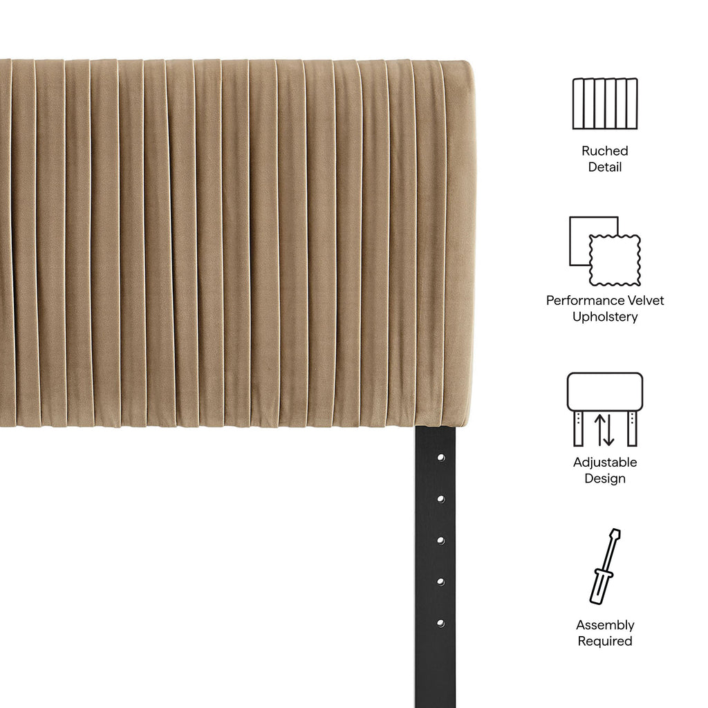 Eloise Stain-Resistant Performance Velvet Queen Headboard - Taupe