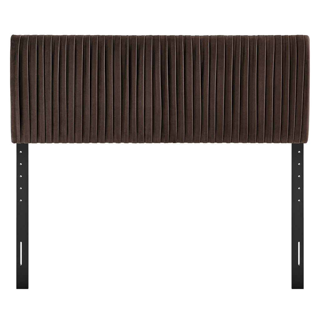 Eloise Stain-Resistant Performance Velvet King Headboard - Chocolate Brown