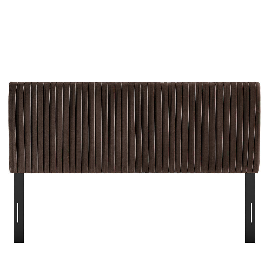 Eloise Stain-Resistant Performance Velvet King Headboard - Chocolate Brown