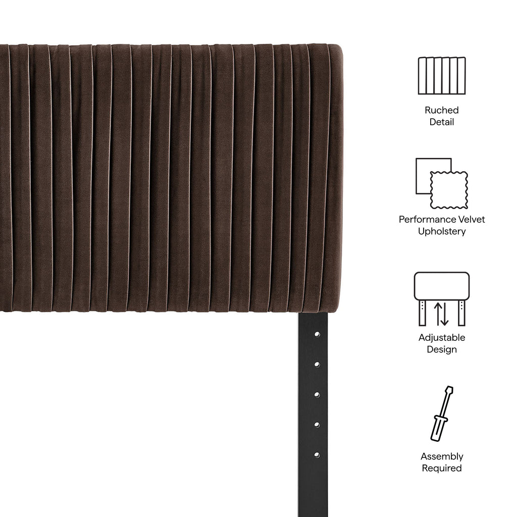 Eloise Stain-Resistant Performance Velvet King Headboard - Chocolate Brown