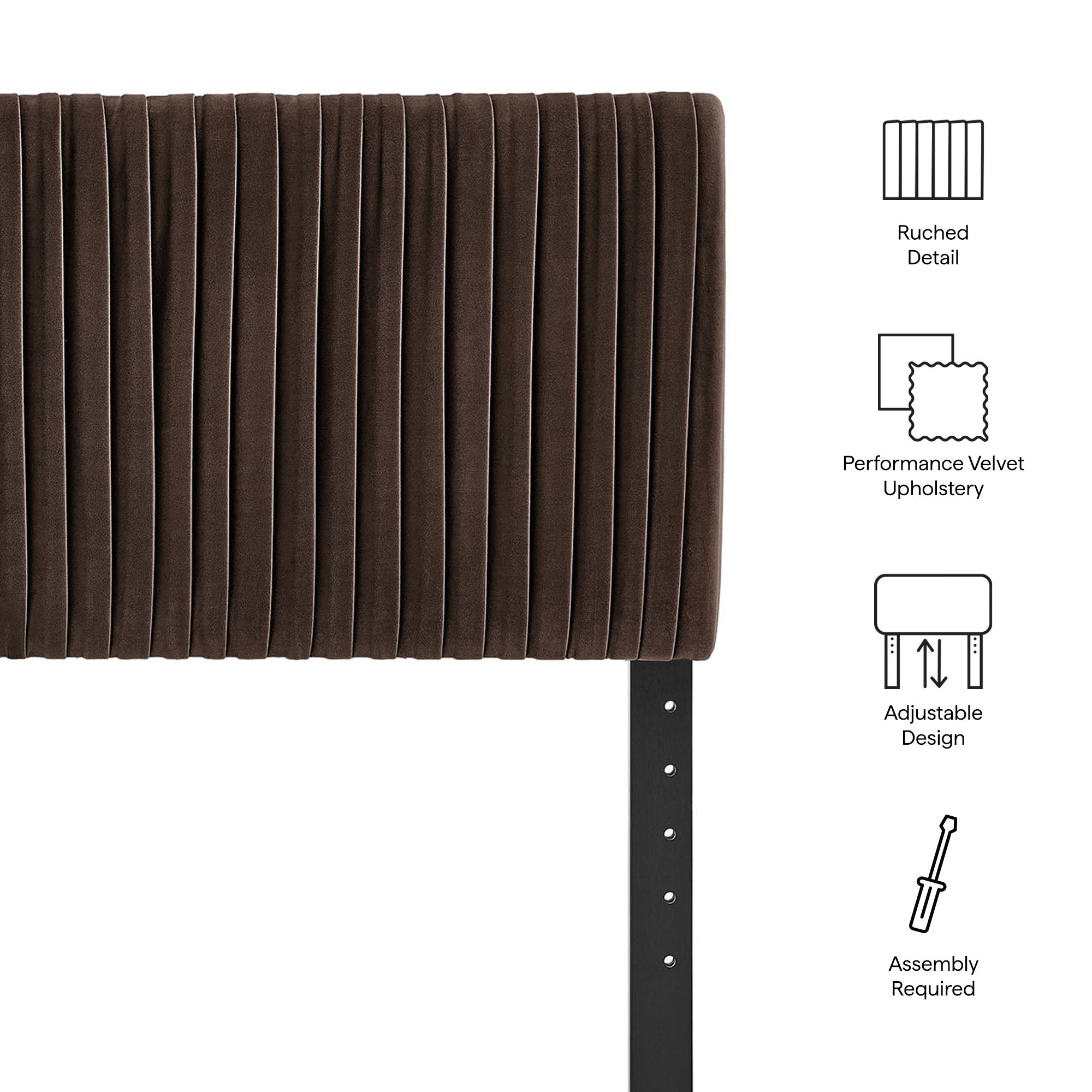 Eloise Stain-Resistant Performance Velvet King Headboard - Chocolate Brown