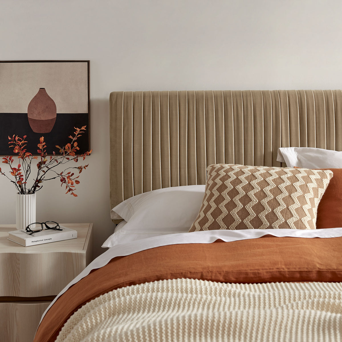 Eloise Stain-Resistant Performance Velvet King Headboard - Taupe