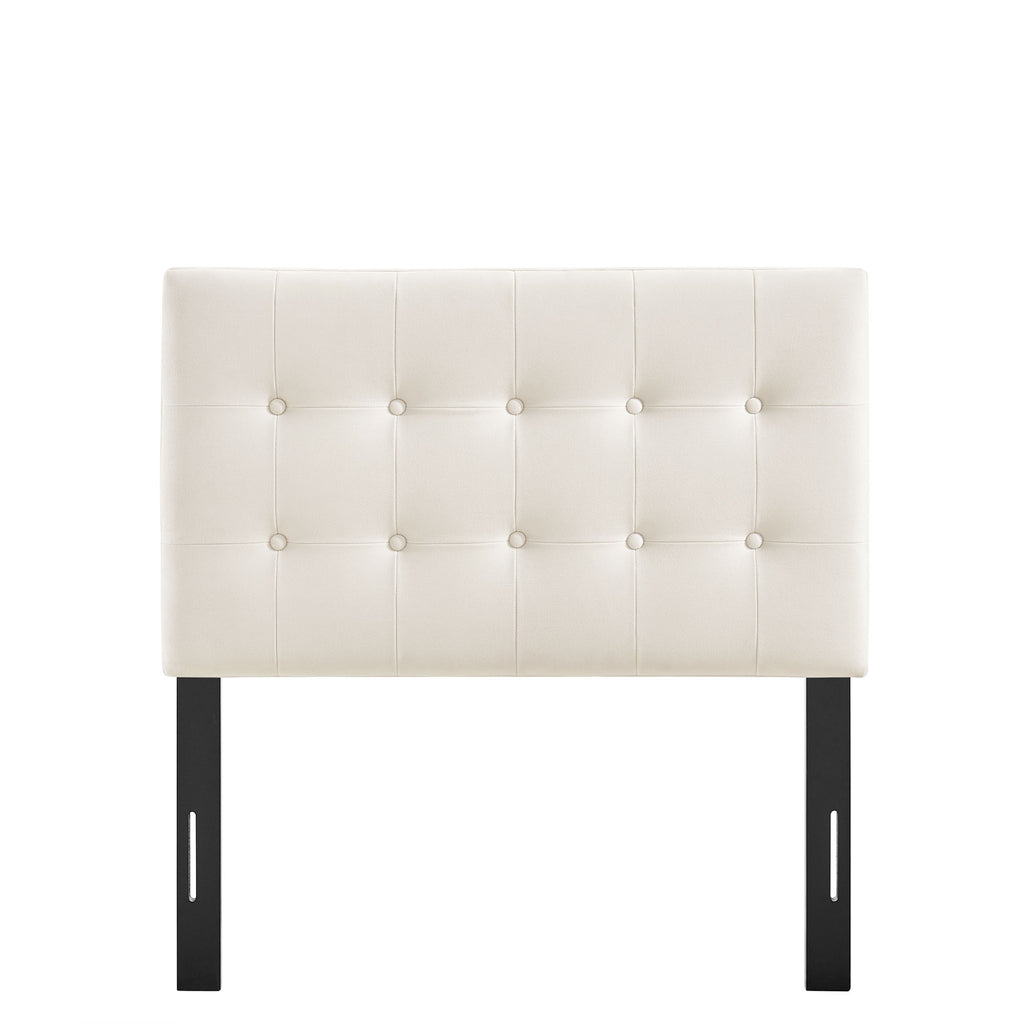Emily Stain-Resistant Performance Velvet Twin Size Headboard - Alabaster