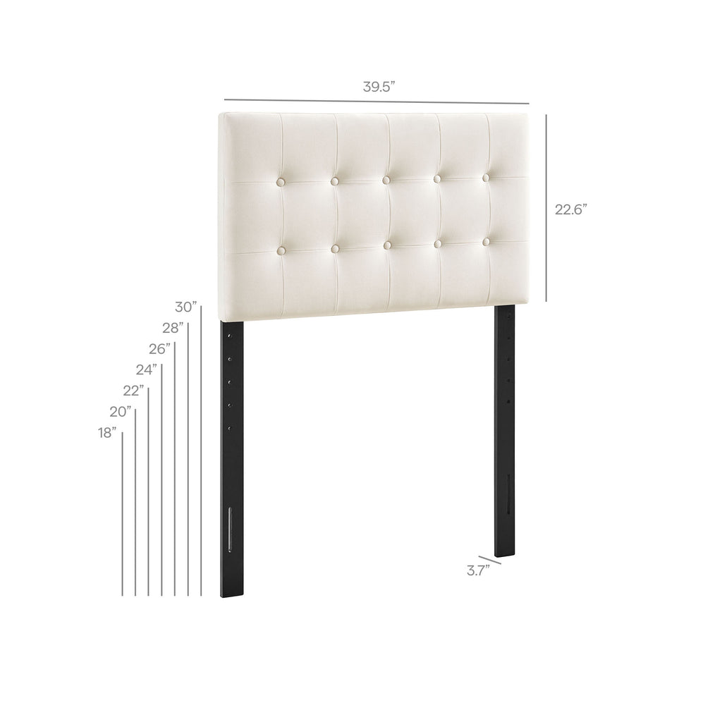 Emily Stain-Resistant Performance Velvet Twin Size Headboard - Alabaster