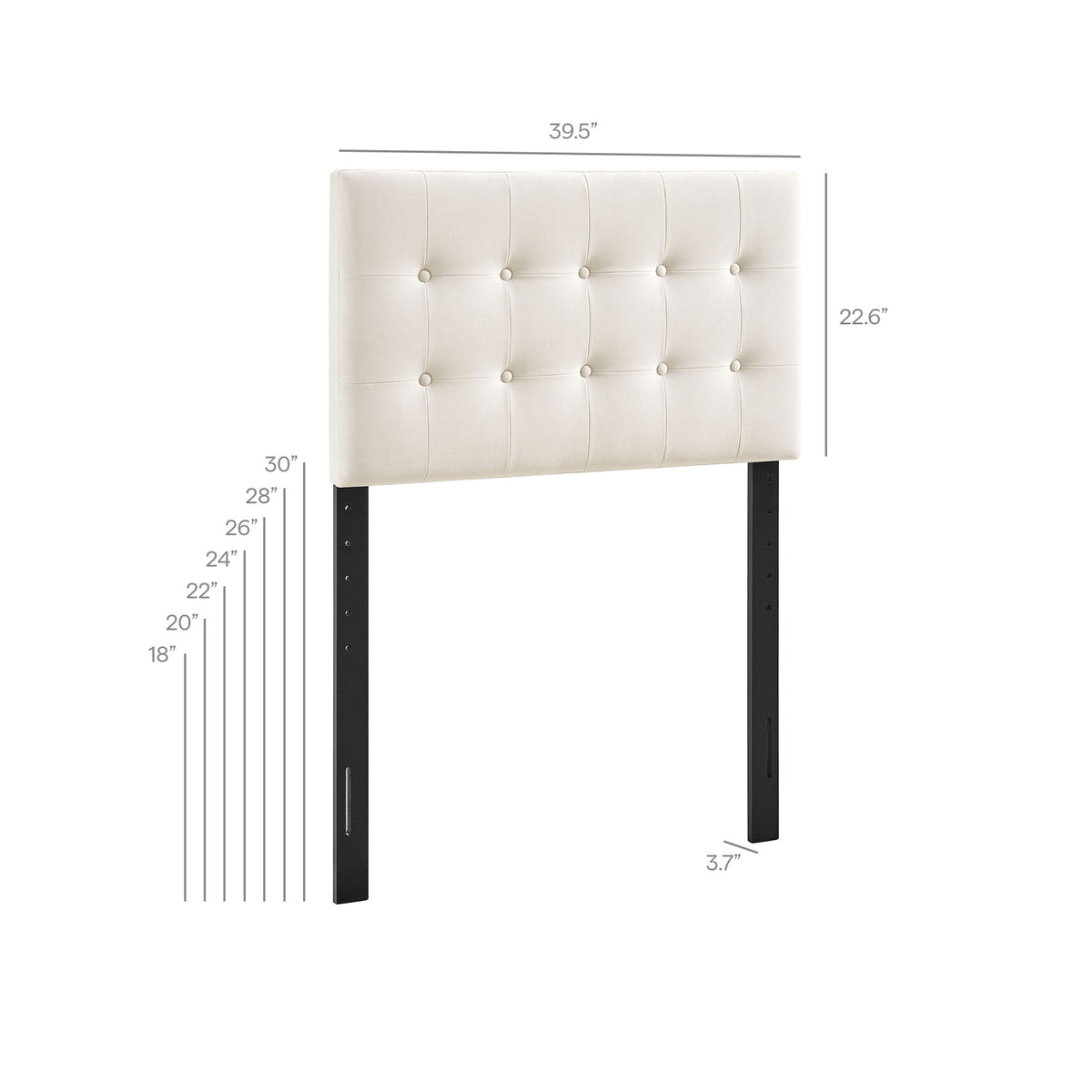 Emily Stain-Resistant Performance Velvet Twin Size Headboard - Alabaster