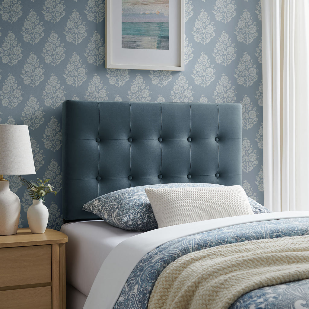 Emily Stain-Resistant Performance Velvet Twin Size Headboard - Cadet Blue
