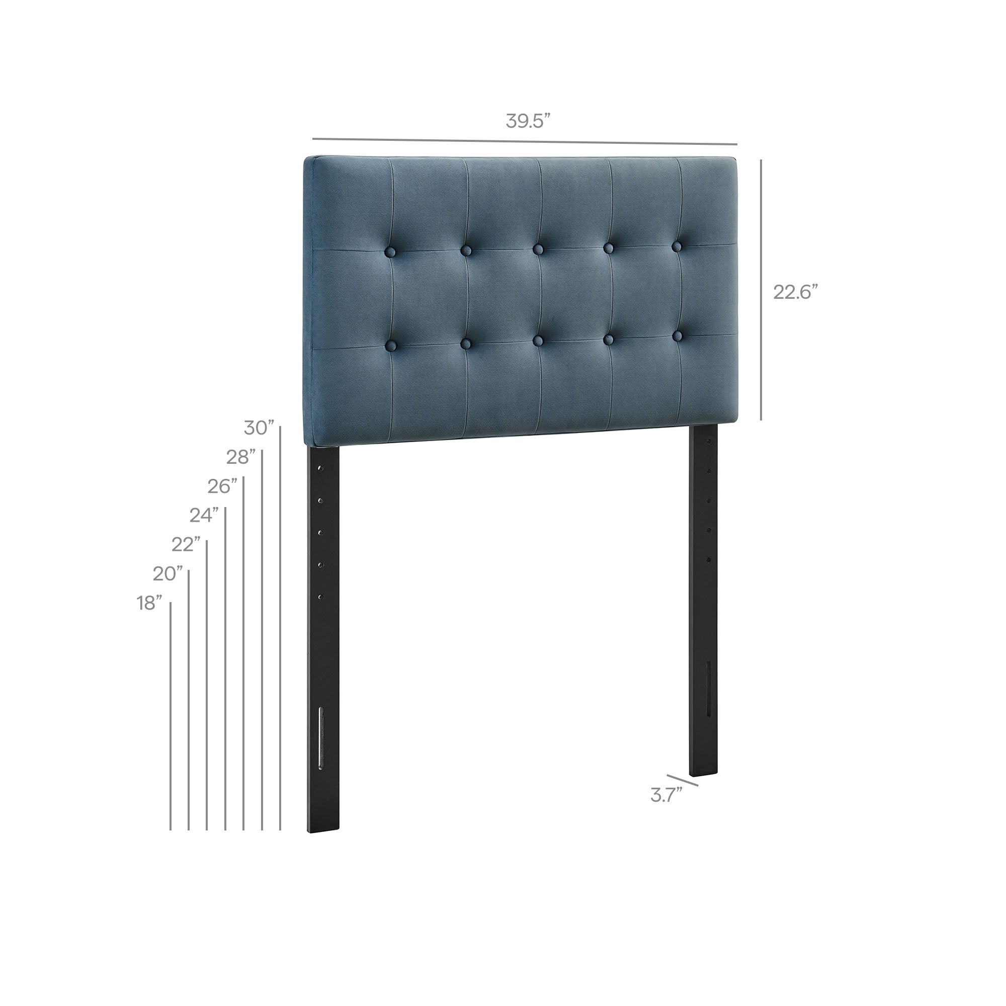 Emily Stain-Resistant Performance Velvet Twin Size Headboard - Cadet Blue