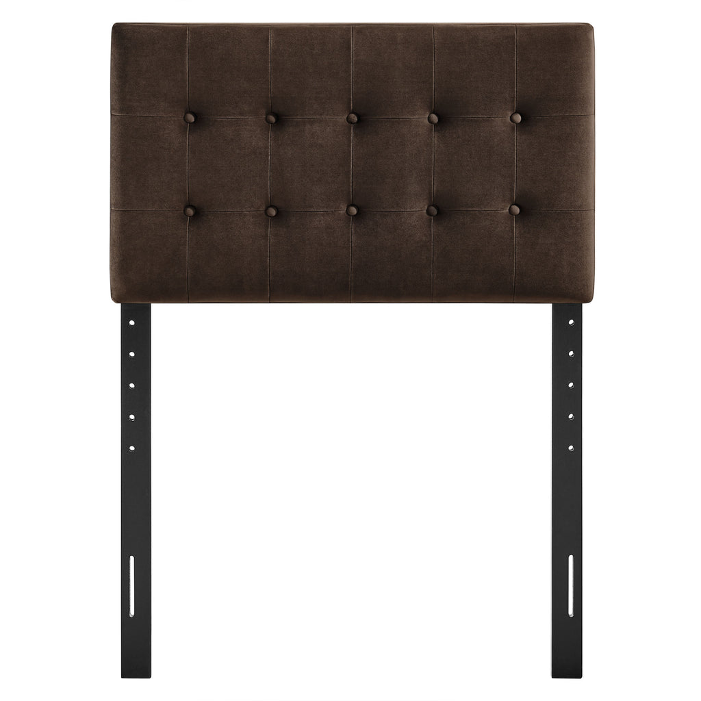 Emily Stain-Resistant Performance Velvet Twin Size Headboard - Chocolate Brown