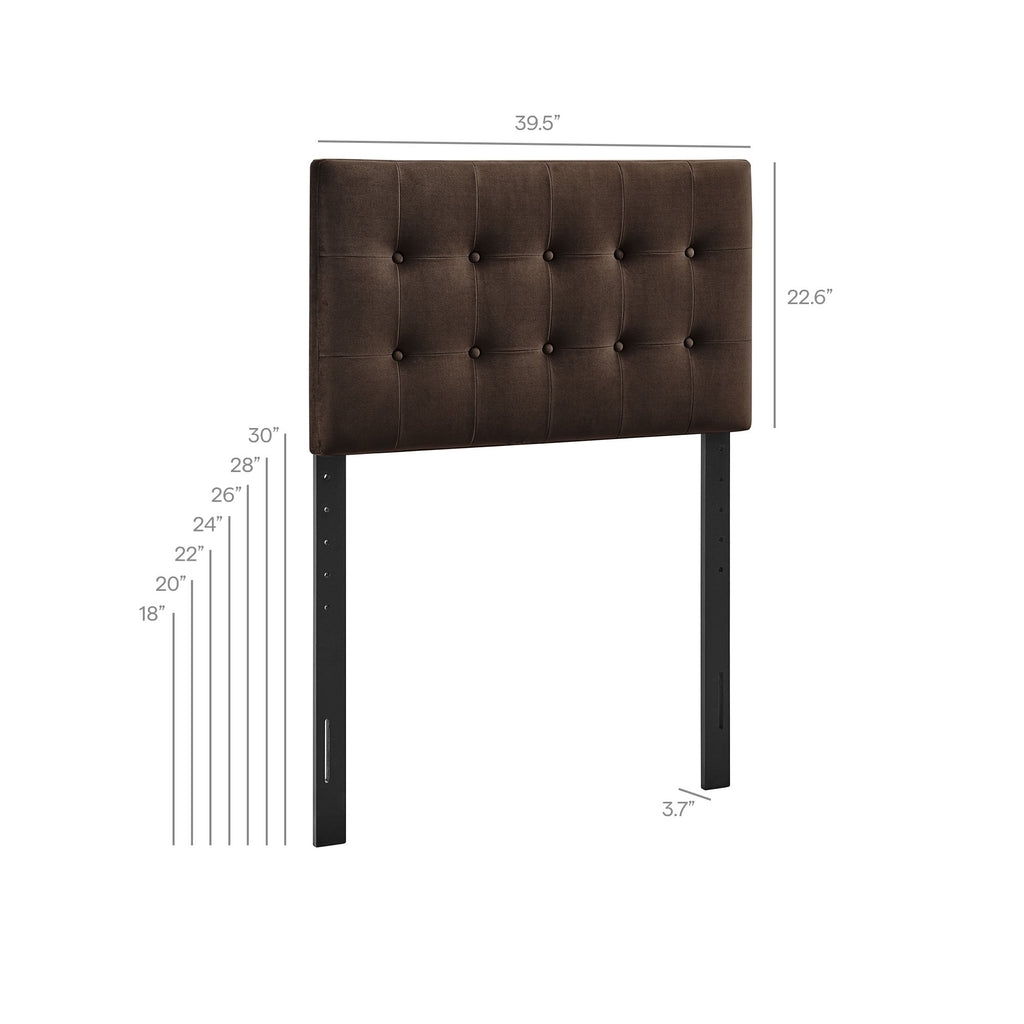 Emily Stain-Resistant Performance Velvet Twin Size Headboard - Chocolate Brown