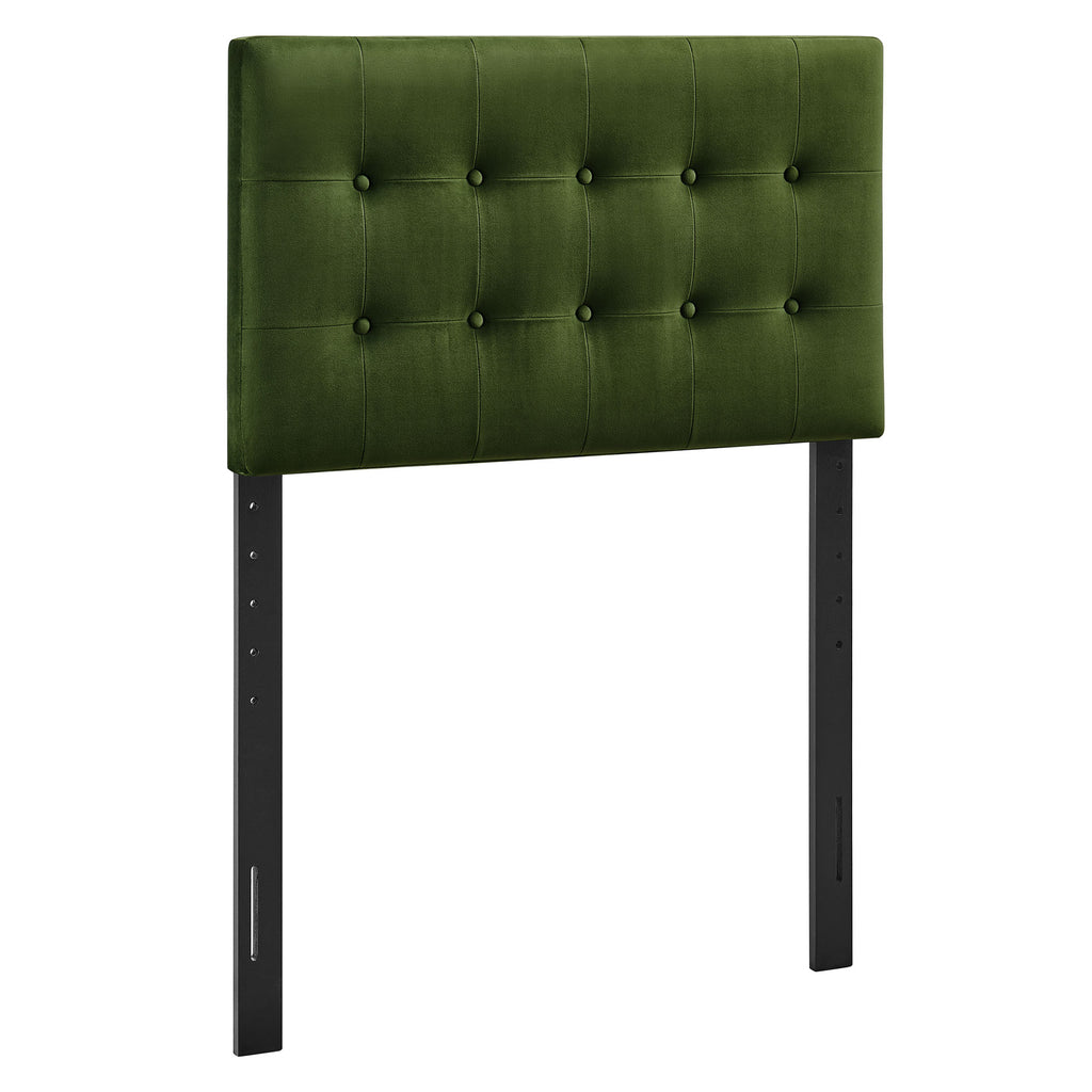 Emily Stain-Resistant Performance Velvet Twin Size Headboard - Moss Green
