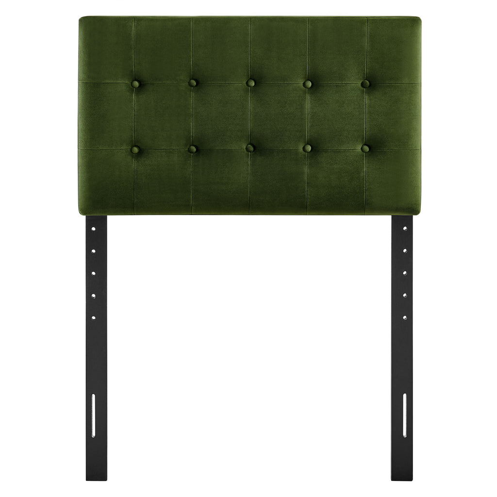 Emily Stain-Resistant Performance Velvet Twin Size Headboard - Moss Green