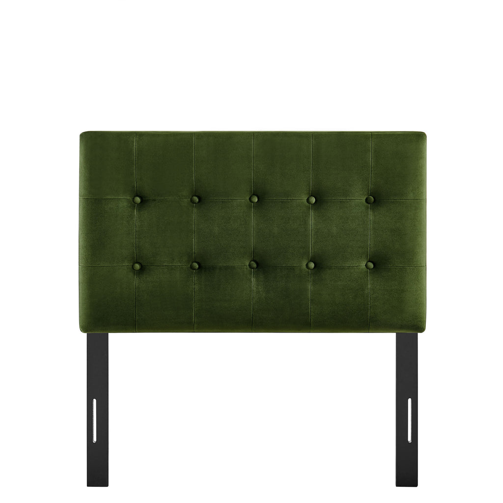 Emily Stain-Resistant Performance Velvet Twin Size Headboard - Moss Green