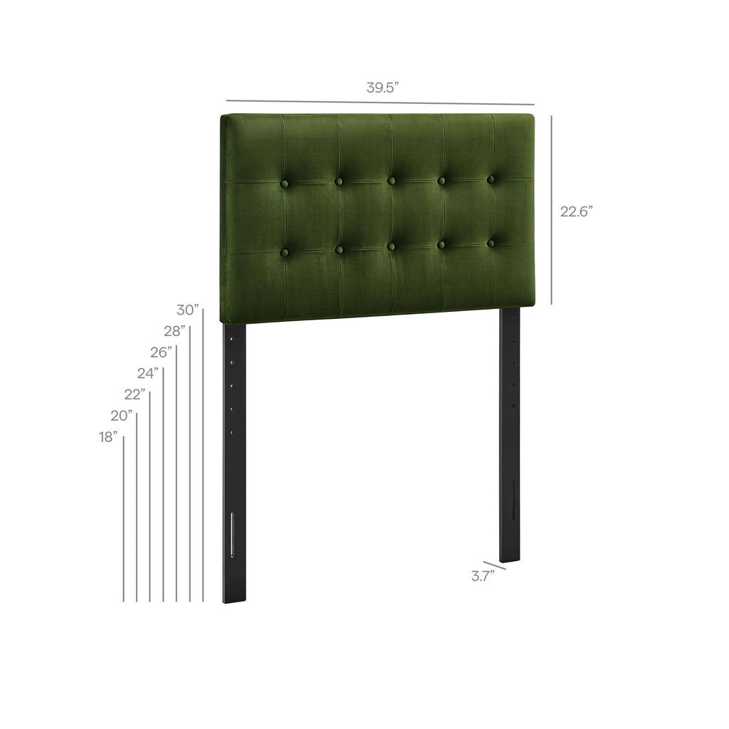 Emily Stain-Resistant Performance Velvet Twin Size Headboard - Moss Green