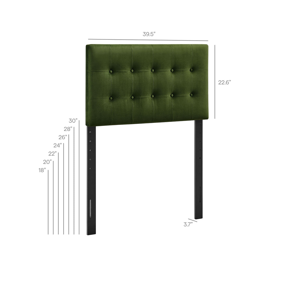 Emily Stain-Resistant Performance Velvet Twin Size Headboard - Moss Green