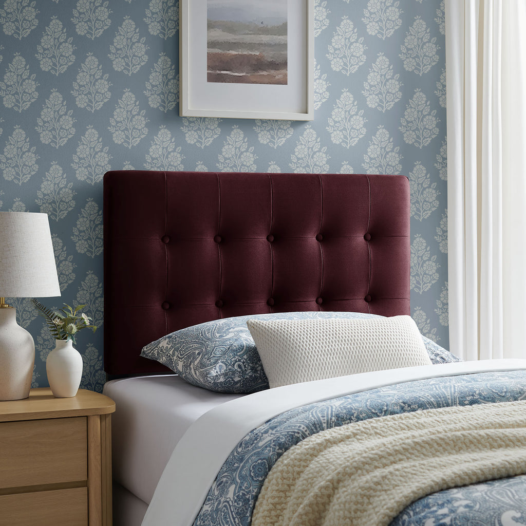 Emily Stain-Resistant Performance Velvet Twin Size Headboard - Mulberry