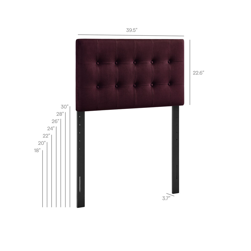Emily Stain-Resistant Performance Velvet Twin Size Headboard - Mulberry