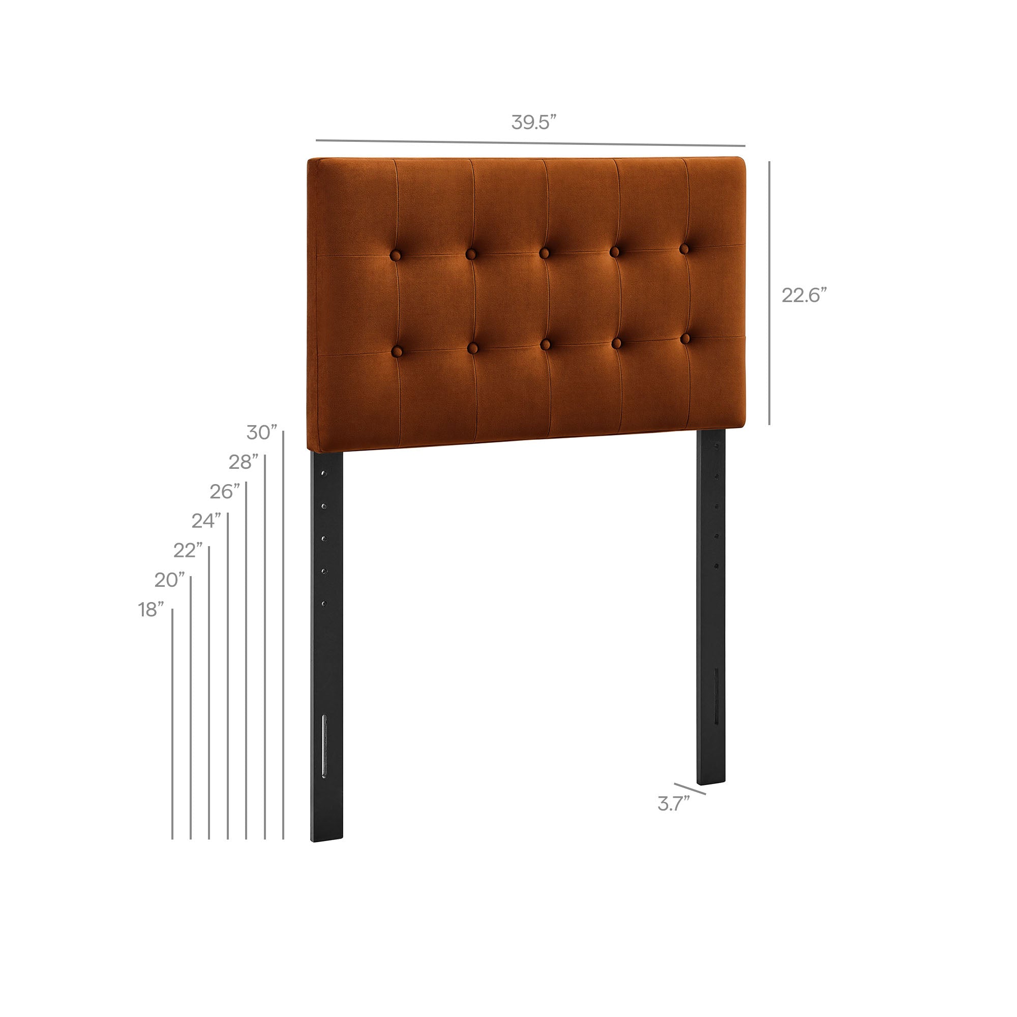 Emily Stain-Resistant Performance Velvet Twin Size Headboard - Rust
