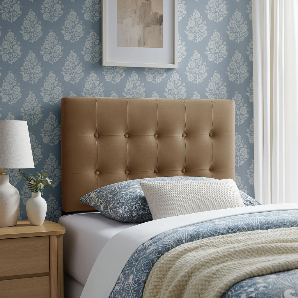 Emily Stain-Resistant Performance Velvet Twin Size Headboard - Taupe