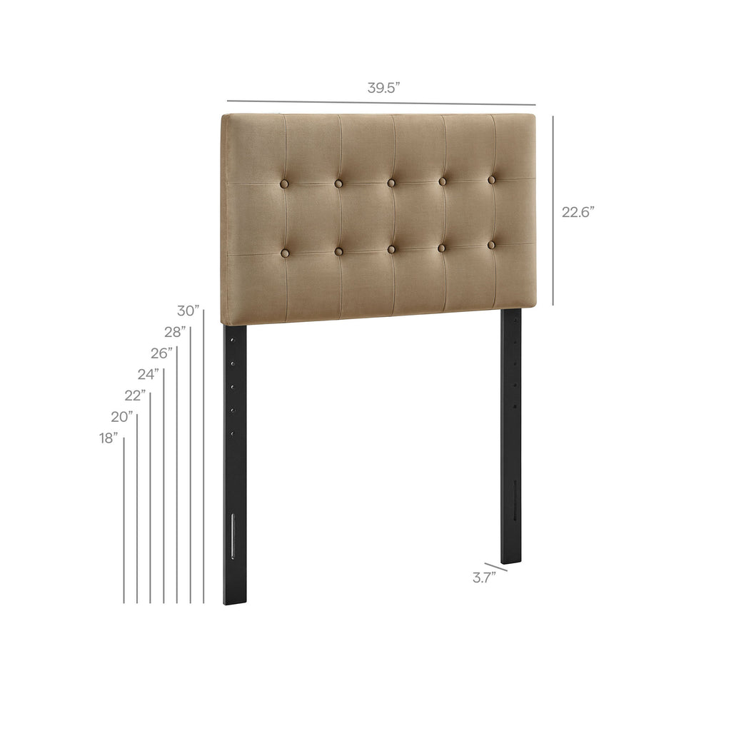Emily Stain-Resistant Performance Velvet Twin Size Headboard - Taupe