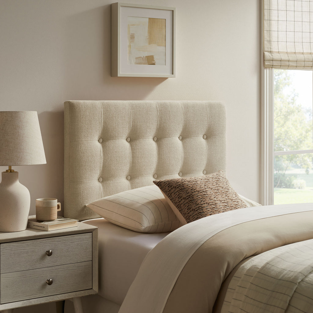 Emily Fabric Upholstered Twin Size Headboard - Ecru