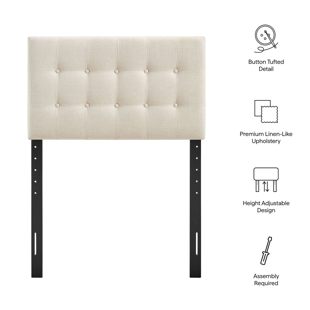 Emily Fabric Upholstered Twin Size Headboard - Ecru