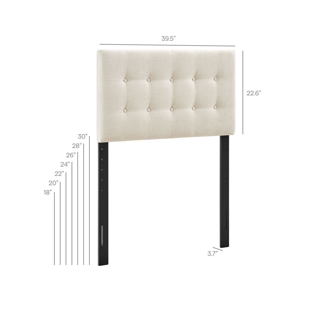 Emily Fabric Upholstered Twin Size Headboard - Ecru
