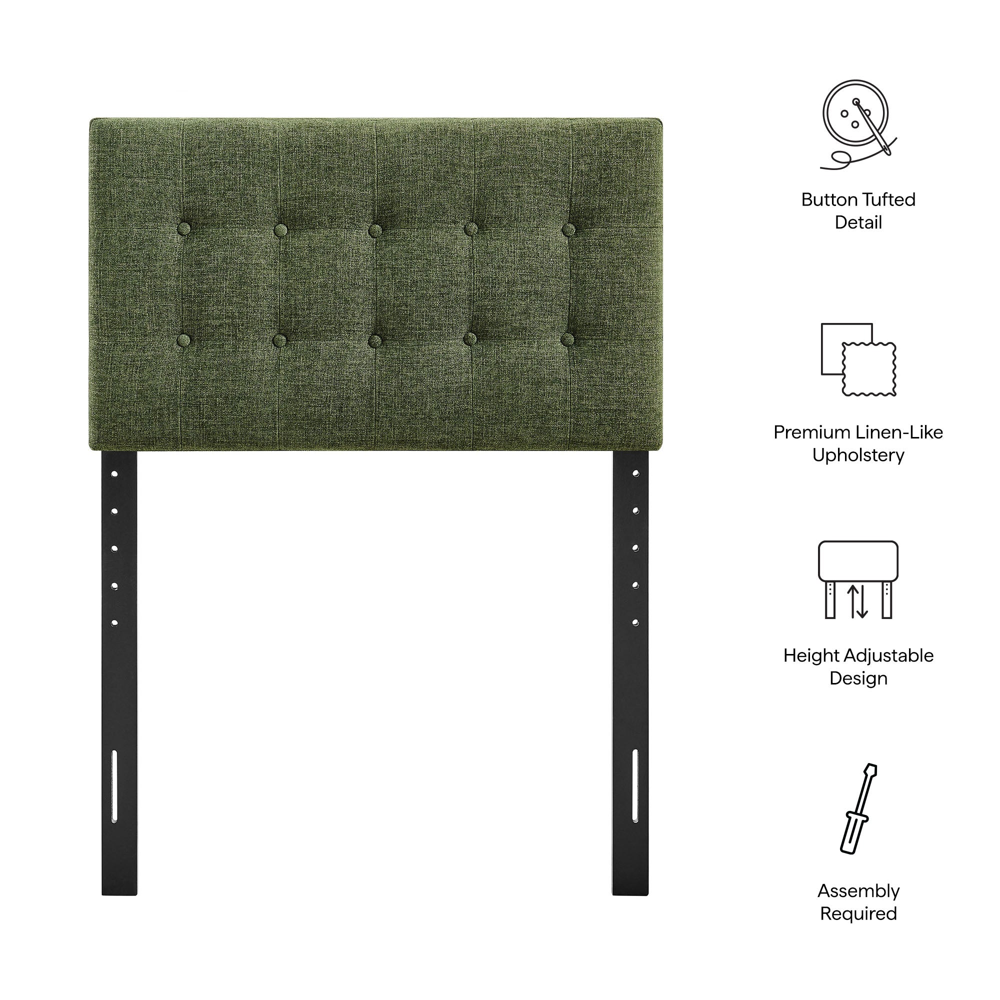 Emily Fabric Upholstered Twin Size Headboard - Foliage