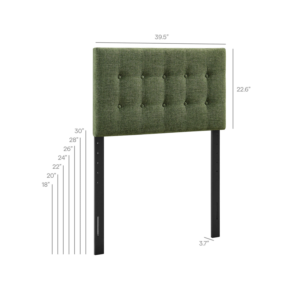 Emily Fabric Upholstered Twin Size Headboard - Foliage