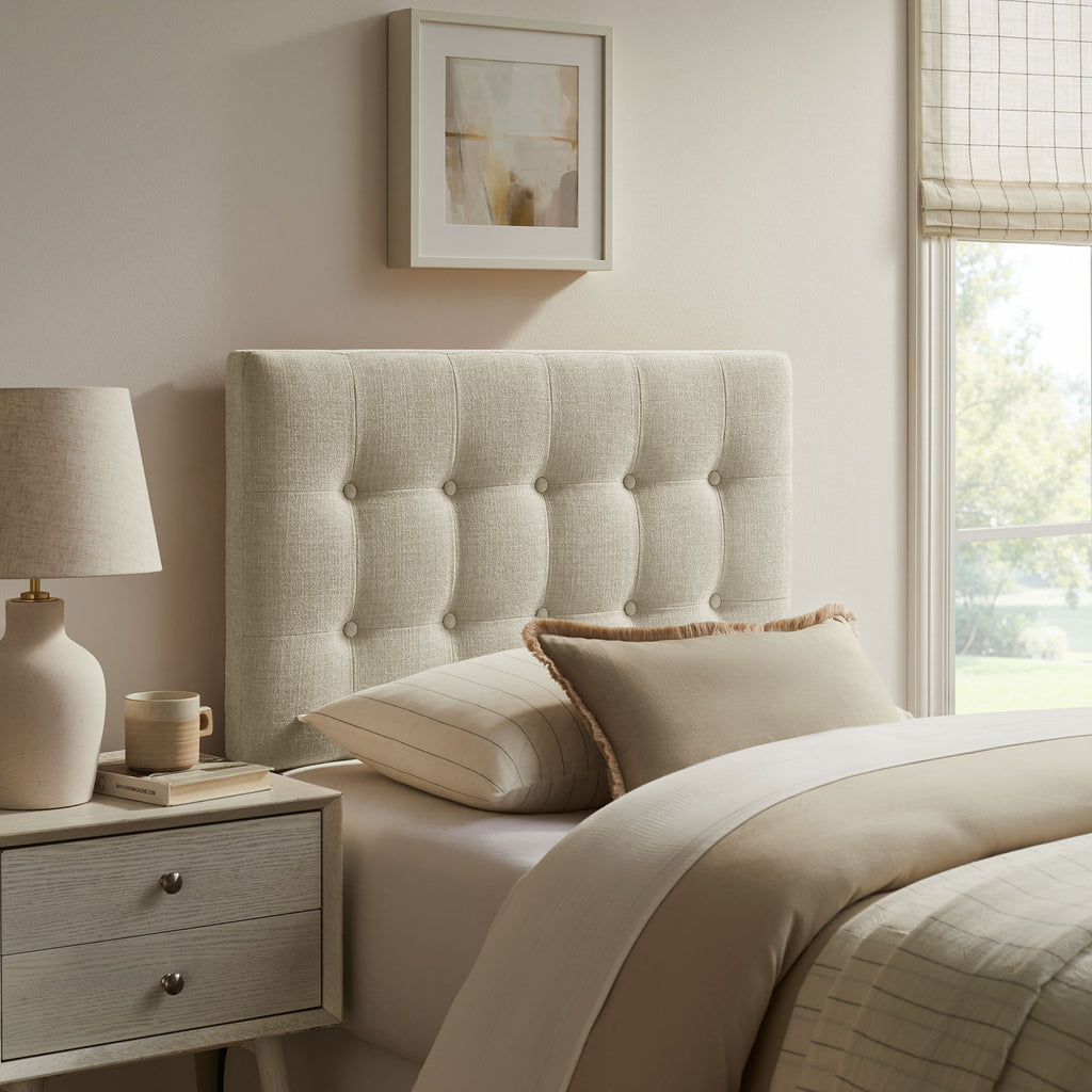 Emily Fabric Upholstered Twin Size Headboard - Linen