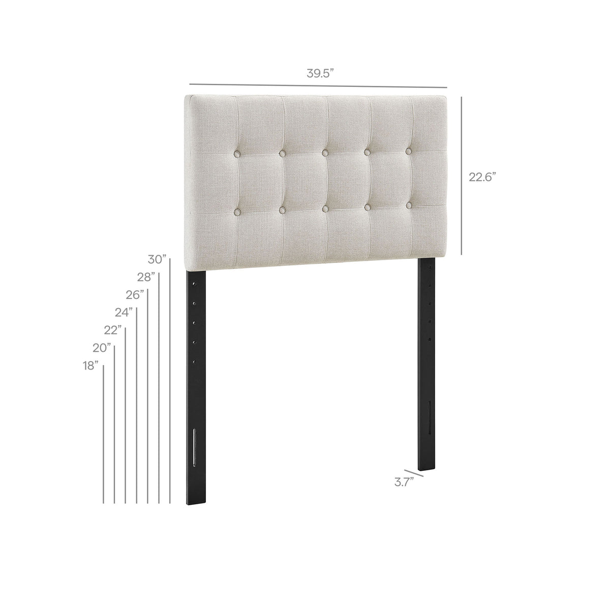 Emily Fabric Upholstered Twin Size Headboard - Linen