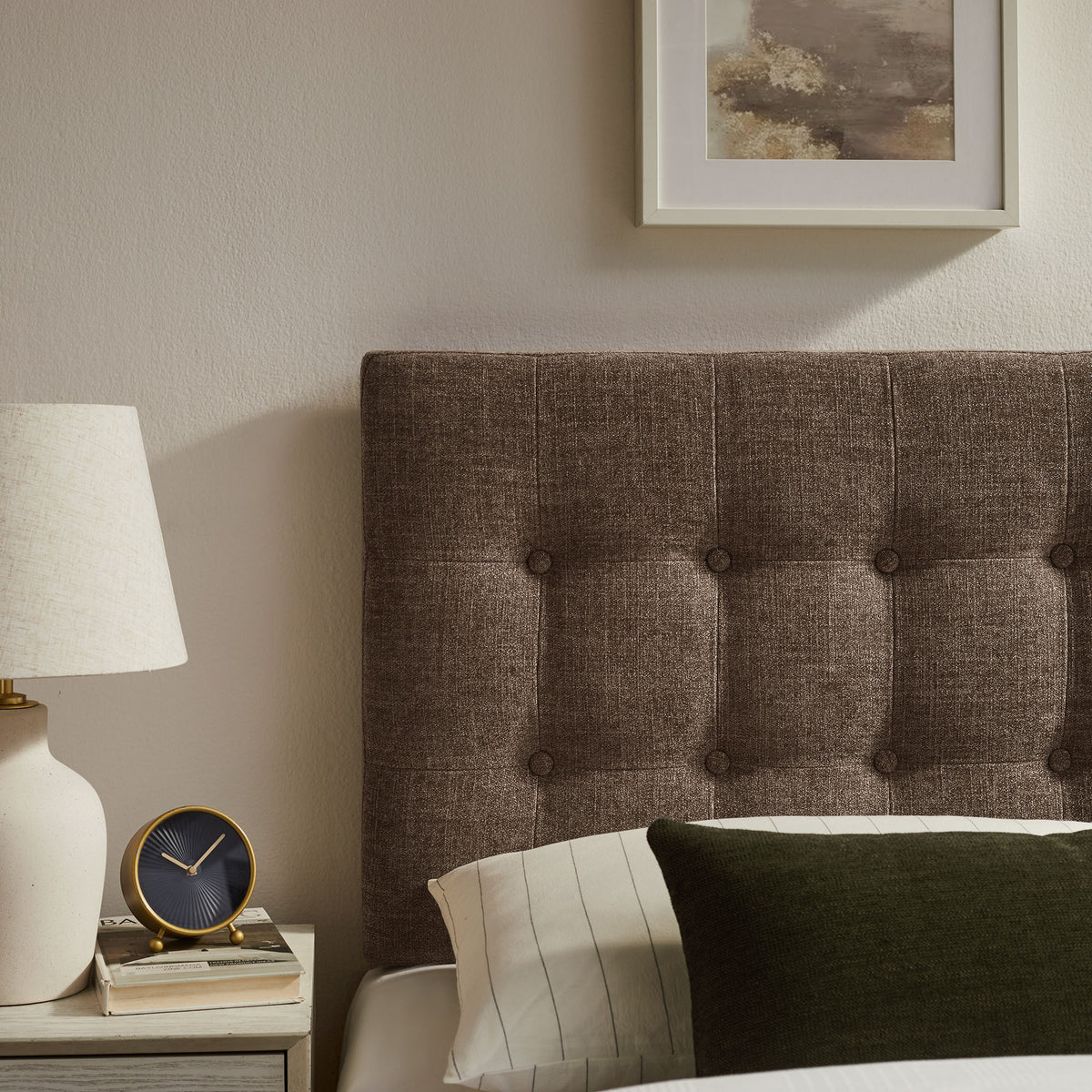 Emily Fabric Upholstered Twin Size Headboard - Mocha