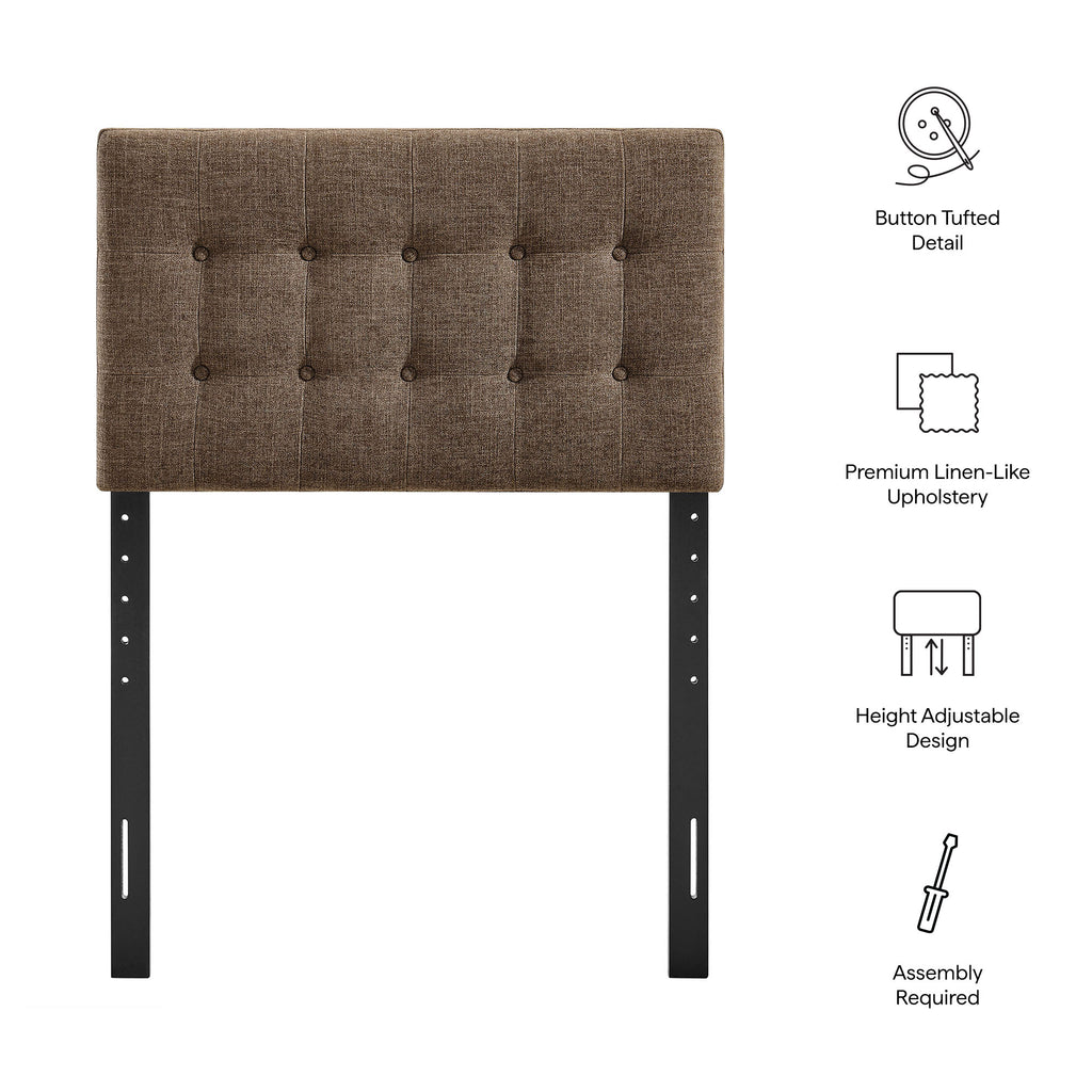 Emily Fabric Upholstered Twin Size Headboard - Mocha
