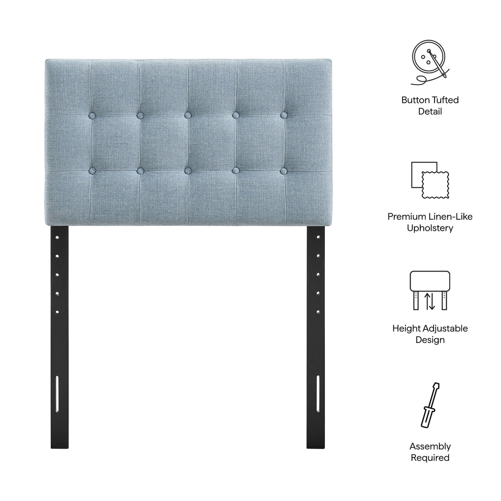 Emily Fabric Upholstered Twin Size Headboard - Sky Blue