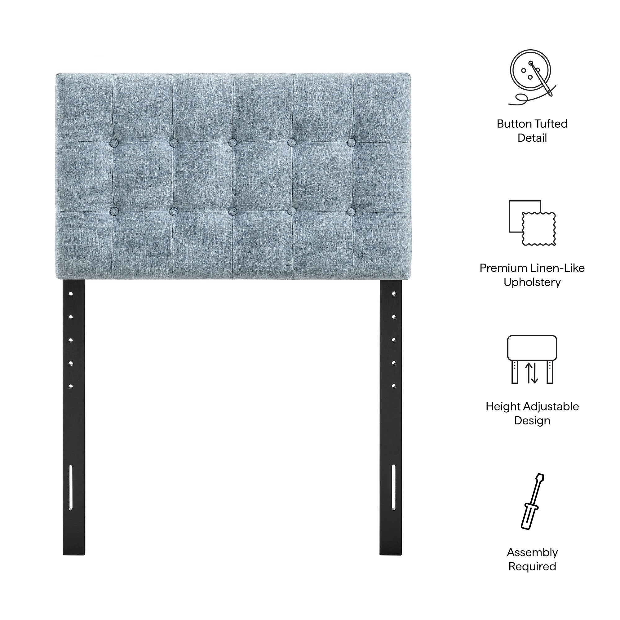 Emily Fabric Upholstered Twin Size Headboard - Sky Blue