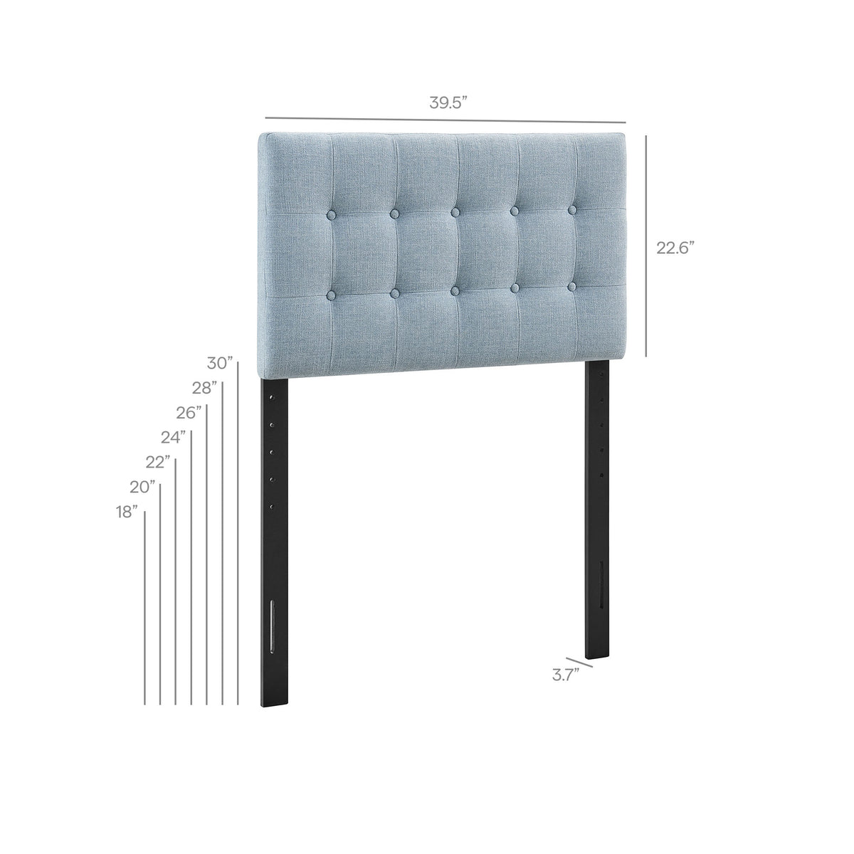 Emily Fabric Upholstered Twin Size Headboard - Sky Blue