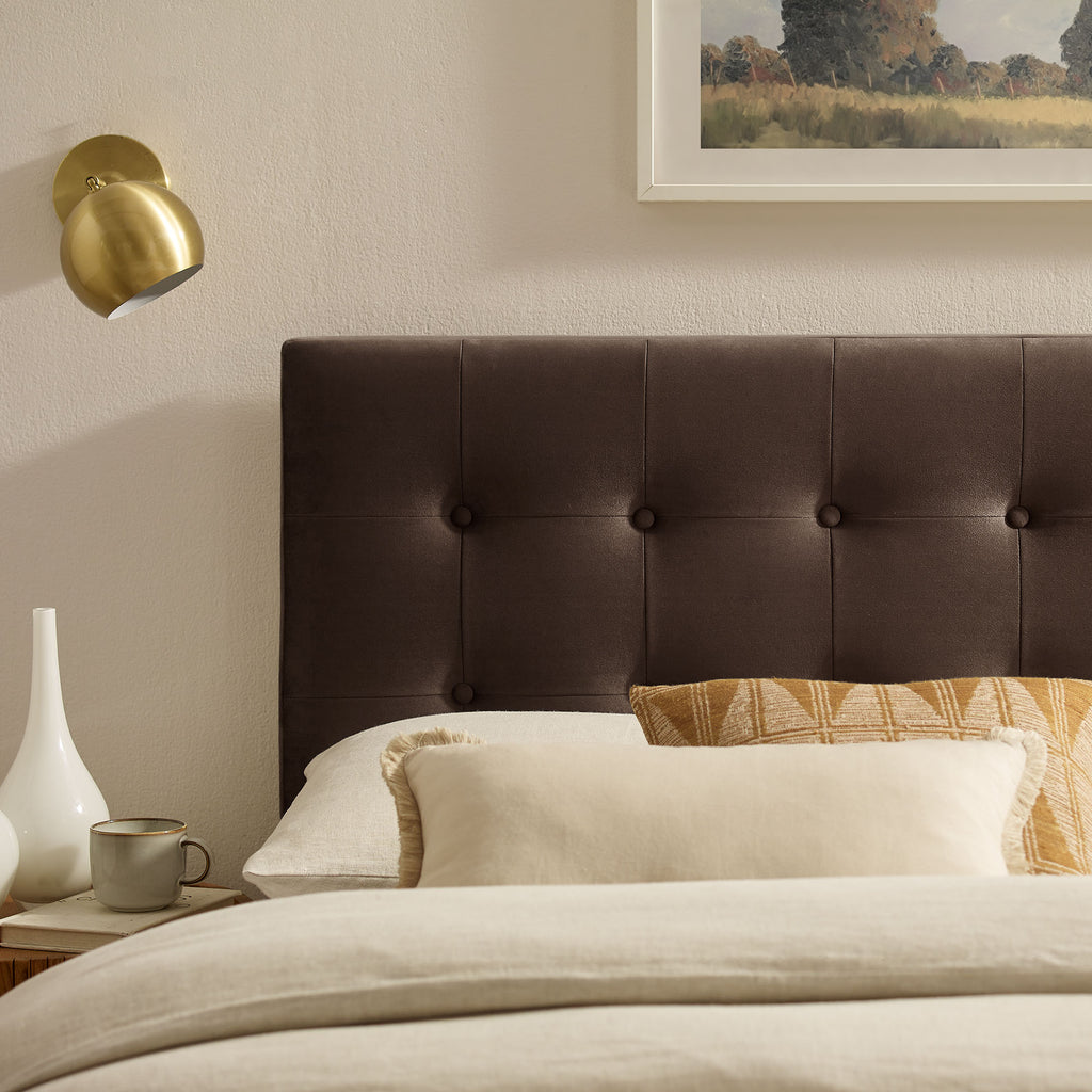 Emily Stain-Resistant Performance Velvet Full Size Headboard - Chocolate Brown