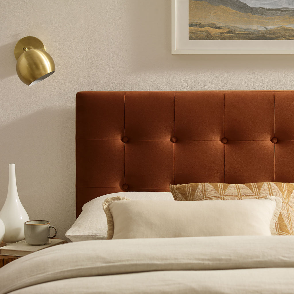 Emily Stain-Resistant Performance Velvet Full Size Headboard - Rust