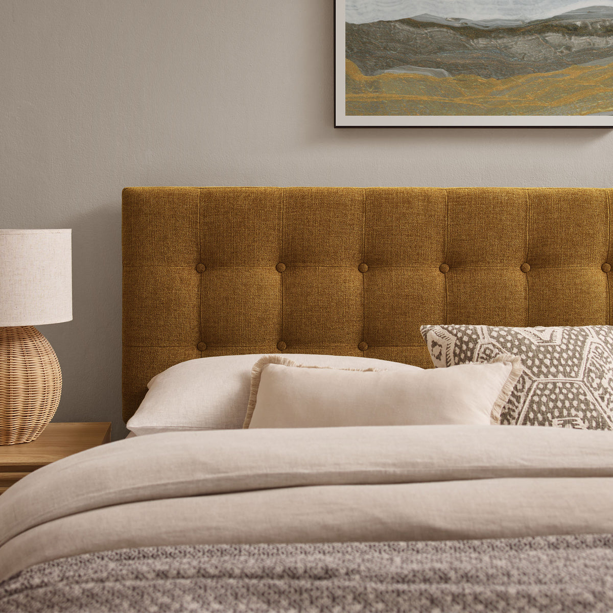Emily Fabric Upholstered Full Size Headboard - Copper
