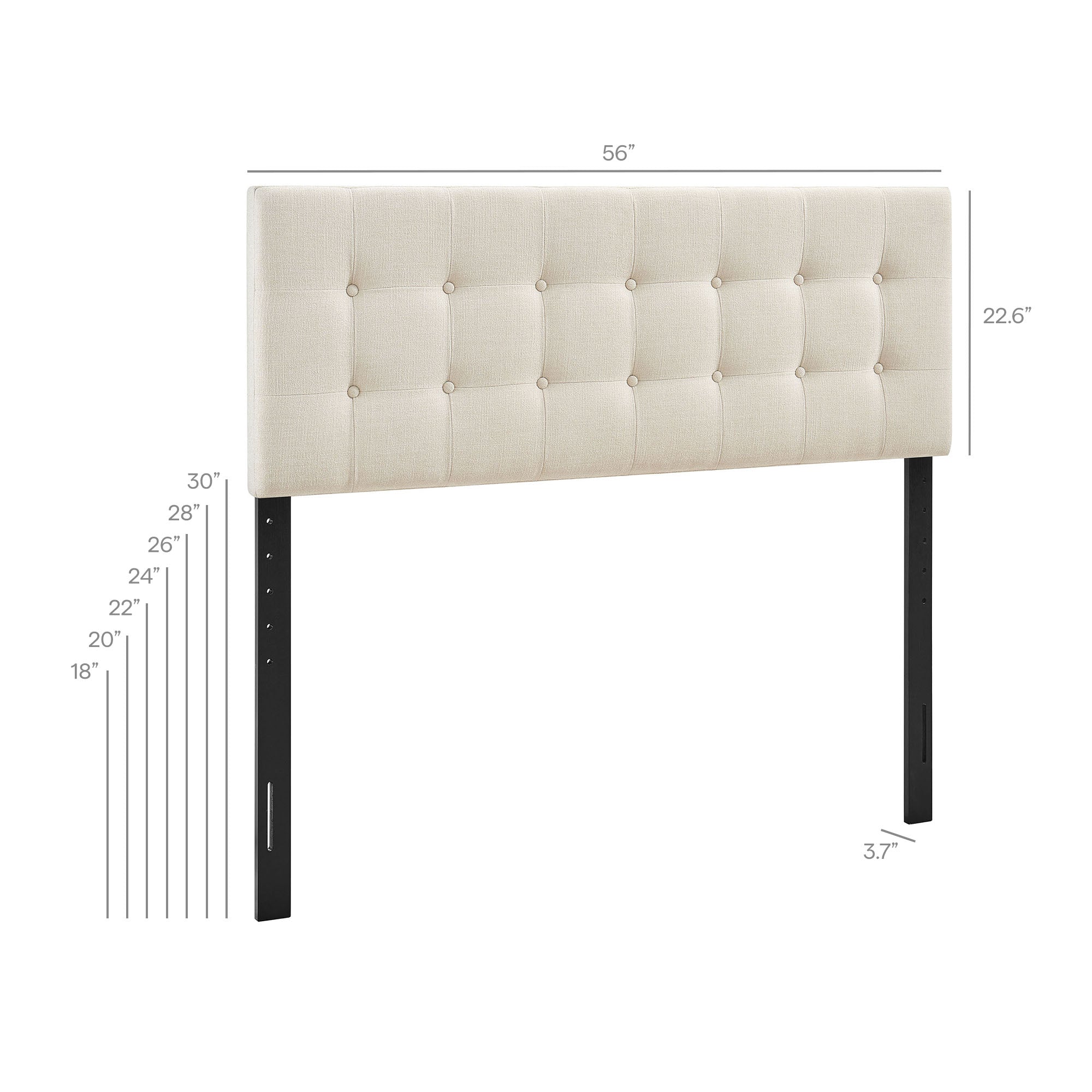 Emily Fabric Upholstered Full Size Headboard - Ecru