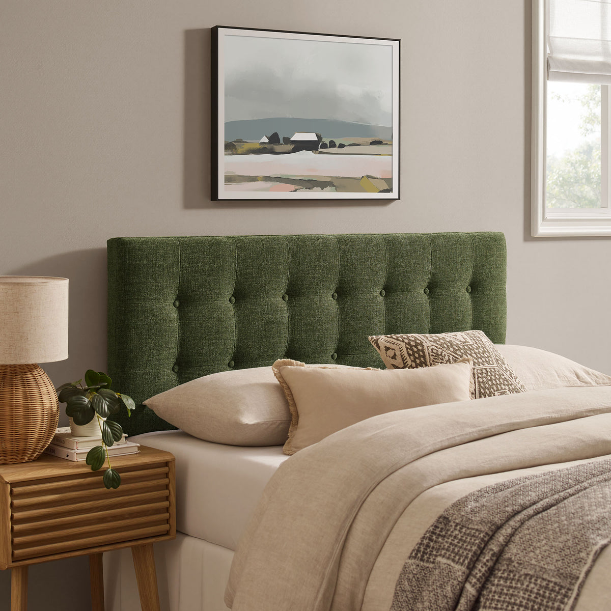 Emily Fabric Upholstered Full Size Headboard - Foliage