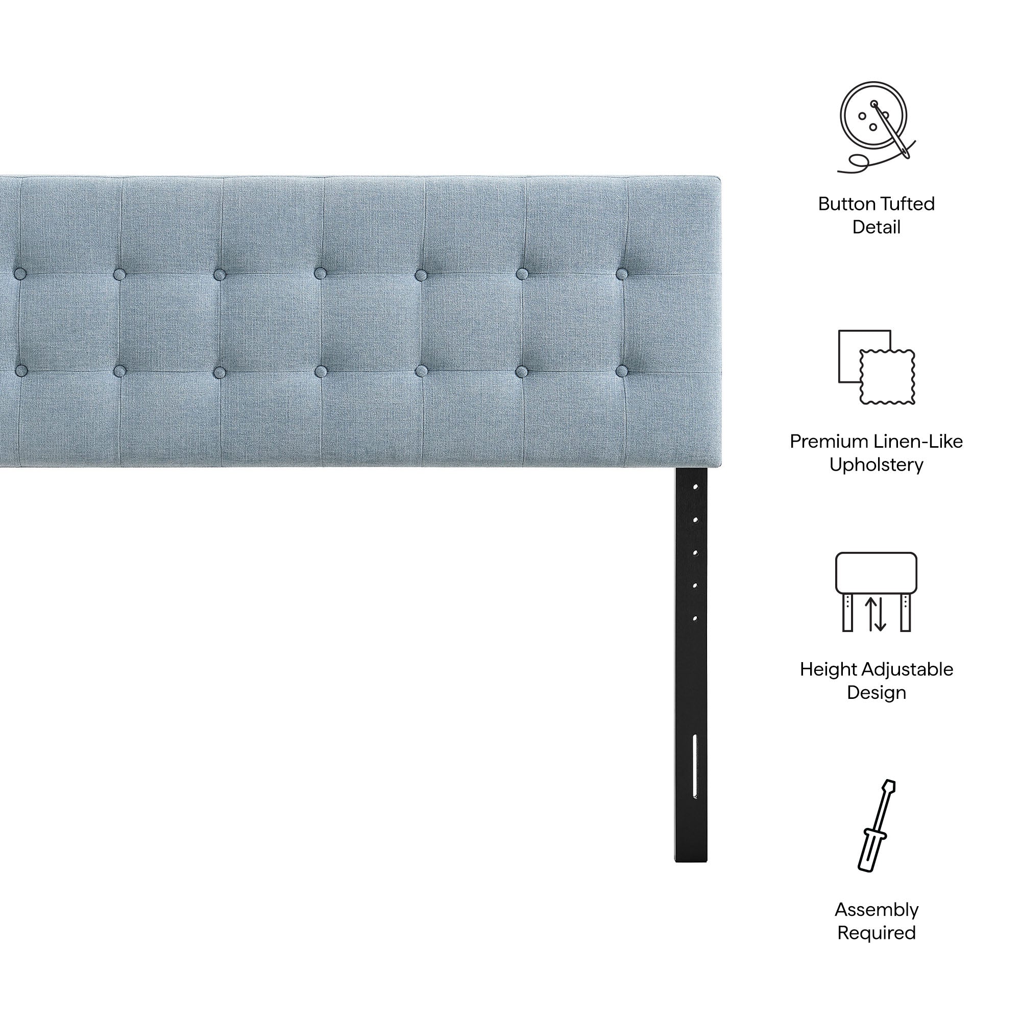 Emily Fabric Upholstered Full Size Headboard - Sky Blue