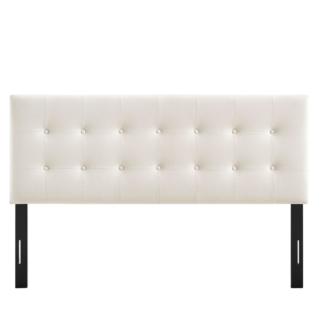 Emily Stain-Resistant Performance Velvet Queen Size Headboard - Alabaster