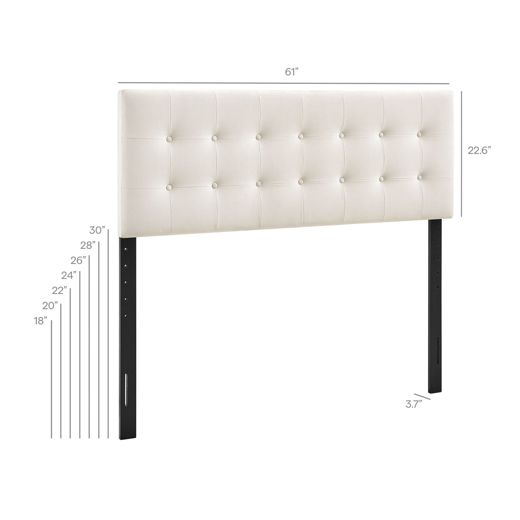 Emily Stain-Resistant Performance Velvet Queen Size Headboard - Alabaster