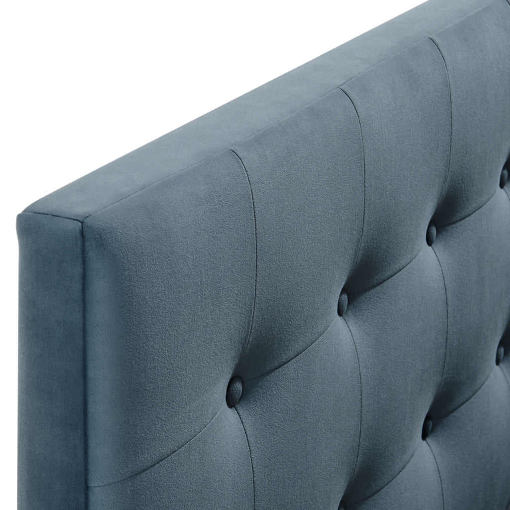 Emily Stain-Resistant Performance Velvet Queen Size Headboard - Cadet Blue